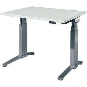 Schäfer Shop Genius Schreibtisch ERGOSTYLE S, Rechteck, elektrisch höhenverstellbar, zweistufig, C-Fuß, B 1200 x T 800 x H 635-1305 mm, inkl. Memory Master, lichtgrau/anthrazit