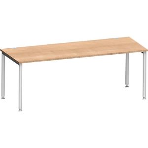 Schäfer Shop Genius Schreibtisch MODENA FLEX, 4-Fuß-Rundrohr, B 2000 x T 1000 mm, Kirsche Romana/weißalu