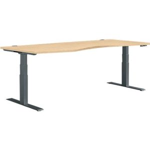Schäfer Shop Genius Schreibtisch MODENA FLEX, elektrisch höhenverstellbar, Freiform, Ansatz links, B 1800 mm, Ahorn/anthrazit
