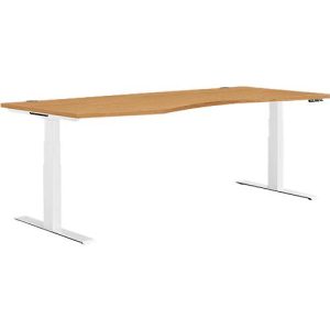 Schäfer Shop Genius Schreibtisch MODENA FLEX, elektrisch höhenverstellbar, Freiform, Ansatz links, B 1800 mm, Buche/weiß