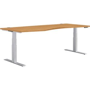 Schäfer Shop Genius Schreibtisch MODENA FLEX, elektrisch höhenverstellbar, Freiform, Ansatz links, B 1800 mm, Buche/weißalu