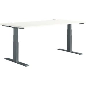 Schäfer Shop Genius Schreibtisch MODENA FLEX, elektrisch höhenverstellbar, Rechteck, T-Fuß, B 1600 x T 800 mm, weiß/anthrazit