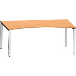 Schäfer Shop Genius Schreibtisch MODENA FLEX, mit Cockpitplatte, 4-Fuß-Rechteckrohr, B 1800 mm, T 800/100, buche/weiß