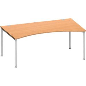 Schäfer Shop Genius Schreibtisch MODENA FLEX, mit Cockpitplatte, 4-Fuß-Rundrohr, B 1800 x T 800/1000 mm, Buche