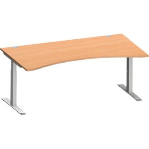 Schäfer Shop Genius Schreibtisch MODENA FLEX, mit Cockpitplatte, T-Fuß-Rechteckrohr, Breite 1800 mm, Buche/weißalu