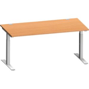 Schäfer Shop Genius Schreibtisch MODENA FLEX, Rechteck, T-Fuß Rechteckrohr, B 1600 x T 800 x H 650-850 mm, Buche/weißalu