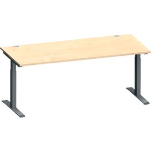 Schäfer Shop Genius Schreibtisch MODENA FLEX, Rechteck, T-Fuß Rechteckrohr, B 1800 x T 800 x H 650-850 mm, Ahorn/anthrazit
