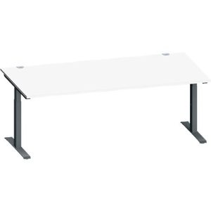 Schäfer Shop Genius Schreibtisch MODENA FLEX, Rechteck, T-Fuß Rechteckrohr, B 2000 x T 1000 x H 650-850 mm, weiß/anthrazit