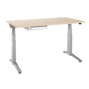 Schäfer Shop Genius Schreibtisch PLANOVA ERGOSTYLE, elektrisch höhenverstellbar, B 1600 mm, Ahorn/weißaluminium + OrgaWork Schublade