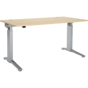 Schäfer Shop Genius Schreibtisch PLANOVA ERGOSTYLE, elektrisch höhenverstellbar, Rechteck, C-Fuß, B 1600 x T 800 x H 715-1182 mm, Ahorn/weißaluminium