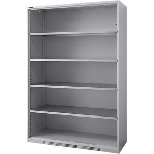 Schäfer Shop Genius Schwerlastregal-Schrank FS, Stahlblech, B 1055 x T 620 x H 1950 mm, 5 OH, weißaluminium, bis 1000 kg