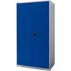 Schäfer Shop Genius Schwerlastschrank FS, Stahlblech, B 1055 x T 620 x H 1950 mm, 5 OH, weißalu/enzianblau, bis 1000 kg