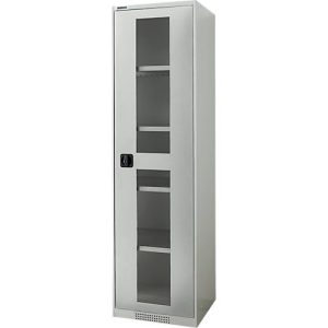 Schäfer Shop Genius Sichttürschrank FS, 5 OH, abschließbar, 4 Fachböden, bis 250 kg, B 545 mm, Stahl, lichtgrau RAL 7035/lichtgrau RAL 7035