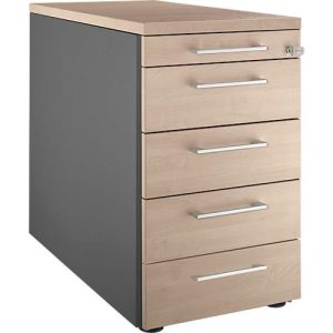 Schäfer Shop Genius Standcontainer 13333, mit Griff eckig, B 435 x H 717 mm, anthrazit/Eiche-Dekor