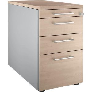 Schäfer Shop Genius Standcontainer 1336, mit Griff eckig, B 435 x H 717 mm, weißalu/Eiche-Dekor