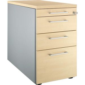 Schäfer Shop Genius Standcontainer 1336, mit Griff eckig, B 435 x H 717 mm, weißalu/weißalu/Ahorn-Dekor