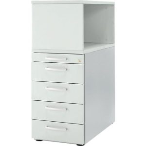 Schäfer Shop Genius Standcontainer mit Aufsatzregal, abschließbar, runder Griff, lichtgrau