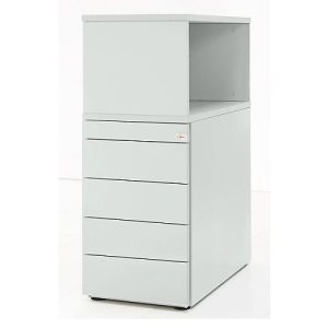 Schäfer Shop Genius Standcontainer mit Aufsatzregal, abschließbar, seitliche Griffnut, lichtgrau
