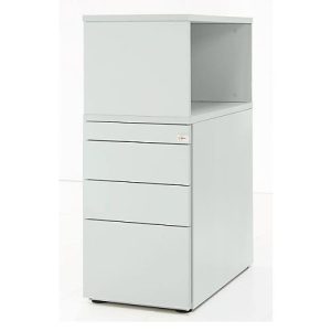 Schäfer Shop Genius Standcontainer mit Aufsatzregal, abschließbar, seitliche Griffnut, lichtgrau