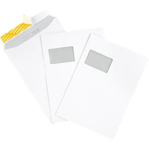 Schäfer Shop Genius Versandtaschen, DIN C4, mit Fenster, haftklebend, 120 g/m², 250 Stück, offset-weiß