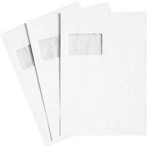 Schäfer Shop Genius Versandtaschen, DIN C4, mit Fenster, haftklebend, 90 g/m², 250 Stück, chlorfrei-weiß