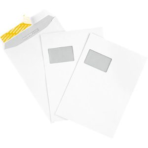 Schäfer Shop Genius Versandtaschen, Format C4, mit Fenster, Haftklebung, Papier, 90 g/m², weiß, 25 Stück