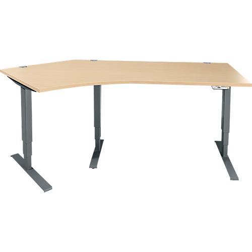 Schäfer Shop Genius Winkelschreibtisch AERO FLEX, elektrisch höhenverstellbar, 135° Winkel links, B 2165 mm, Ahorn/anthrazit + Memorypanel