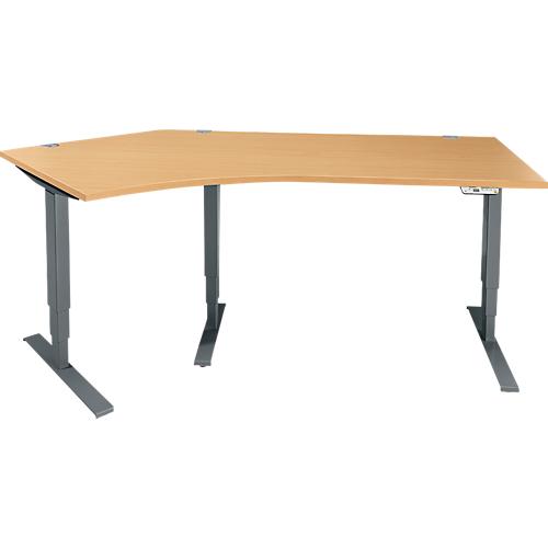 Schäfer Shop Genius Winkelschreibtisch AERO FLEX, elektrisch höhenverstellbar, 135° Winkel links, B 2165 mm, Buche/anthrazit + Memorypanel