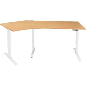 Schäfer Shop Genius Winkelschreibtisch AERO FLEX, elektrisch höhenverstellbar, 135° Winkel links, B 2165 mm, Buche/weiß + Memorypanel