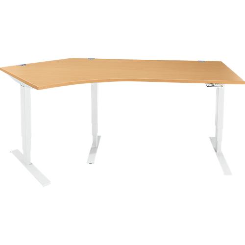 Schäfer Shop Genius Winkelschreibtisch AERO FLEX, elektrisch höhenverstellbar, 135° Winkel links, B 2165 mm, Buche/weiß + Memorypanel