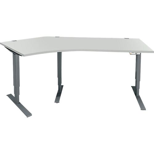 Schäfer Shop Genius Winkelschreibtisch AERO FLEX, elektrisch höhenverstellbar, 135° Winkel links, B 2165 mm, lichtgrau/anthrazit + Memorypanel