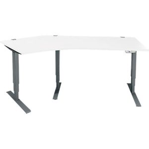 Schäfer Shop Genius Winkelschreibtisch AERO FLEX, elektrisch höhenverstellbar, 135° Winkel links, B 2165 mm, weiß/anthrazit + Memorypanel