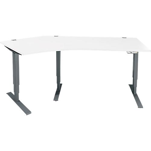 Schäfer Shop Genius Winkelschreibtisch AERO FLEX, elektrisch höhenverstellbar, 135° Winkel links, B 2165 mm, weiß/anthrazit + Memorypanel