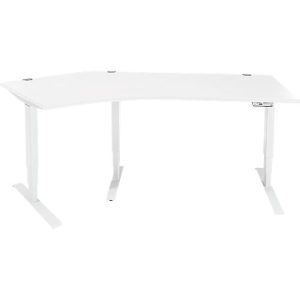 Schäfer Shop Genius Winkelschreibtisch AERO FLEX, elektrisch höhenverstellbar, 135° Winkel links, B 2165 mm, weiß/weiß + Memorypanel