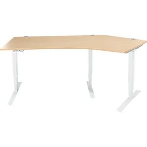 Schäfer Shop Genius Winkelschreibtisch AERO FLEX, elektrisch höhenverstellbar, 135° Winkel rechts, B 2165 mm, Ahorn/weiß + Memorypanel