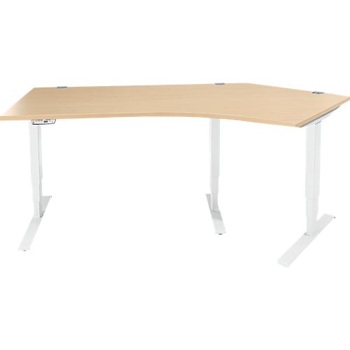 Schäfer Shop Genius Winkelschreibtisch AERO FLEX, elektrisch höhenverstellbar, 135° Winkel rechts, B 2165 mm, Ahorn/weiß + Memorypanel