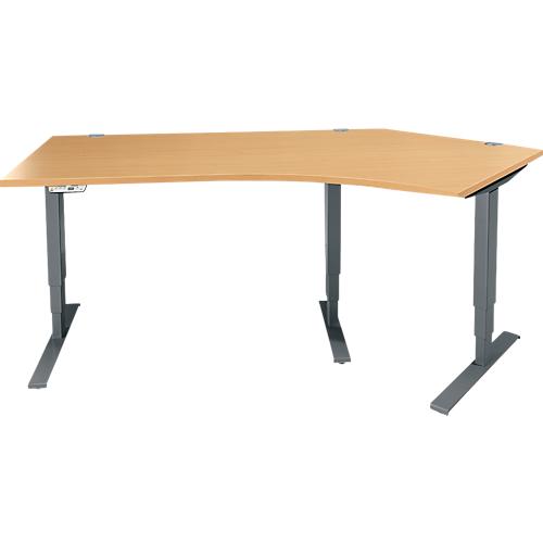 Schäfer Shop Genius Winkelschreibtisch AERO FLEX, elektrisch höhenverstellbar, 135° Winkel rechts, B 2165 mm, Buche/anthrazit + Memorypanel