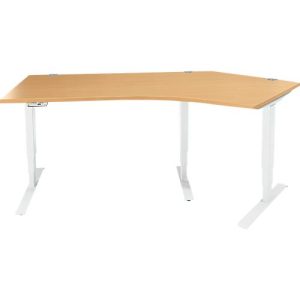 Schäfer Shop Genius Winkelschreibtisch AERO FLEX, elektrisch höhenverstellbar, 135° Winkel rechts, B 2165 mm, Buche/weiß + Memorypanel