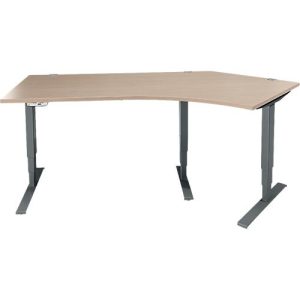 Schäfer Shop Genius Winkelschreibtisch AERO FLEX, elektrisch höhenverstellbar, 135° Winkel rechts, B 2165 mm, Eiche/anthrazit + Memorypanel
