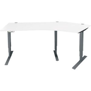 Schäfer Shop Genius Winkelschreibtisch AERO FLEX, elektrisch höhenverstellbar, 135° Winkel rechts, B 2165 mm, weiß/anthrazit + Memorypanel