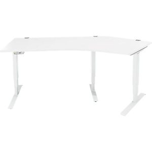 Schäfer Shop Genius Winkelschreibtisch AERO FLEX, elektrisch höhenverstellbar, 135° Winkel rechts, B 2165 mm, weiß/weiß + Memorypanel