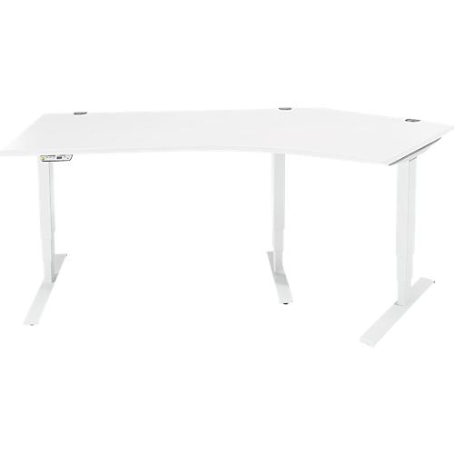 Schäfer Shop Genius Winkelschreibtisch AERO FLEX, elektrisch höhenverstellbar, 135° Winkel rechts, B 2165 mm, weiß/weiß + Memorypanel