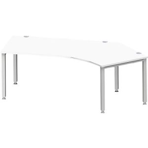 Schäfer Shop Genius Winkelschreibtisch MODENA FLEX 135°, Ansatz rechts, 4-Fuß-Quadratrohr, B 2165 mm, weiß/weiß