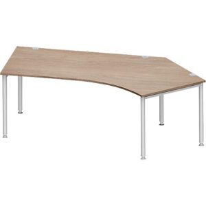 Schäfer Shop Genius Winkelschreibtisch MODENA FLEX 135°, Ansatz rechts, Eiche/weißaluminium