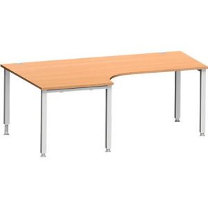 Schäfer Shop Genius Winkelschreibtisch MODENA FLEX 90°, Ansatz links, 4-Fuß-Quadratrohr, B 2000 mm, buche/weiß