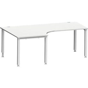 Schäfer Shop Genius Winkelschreibtisch MODENA FLEX 90°, Ansatz links, 4-Fuß-Quadratrohr, B 2000 mm, lichtgrau