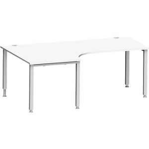 Schäfer Shop Genius Winkelschreibtisch MODENA FLEX 90°, Ansatz links, 4-Fuß-Quadratrohr, B 2000 mm, weiß/weiß