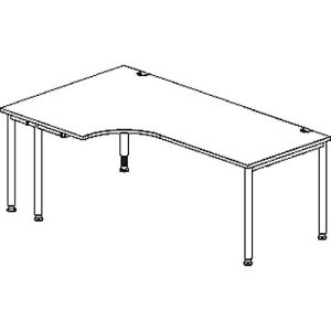 Schäfer Shop Genius Winkelschreibtisch MODENA FLEX 90°, Ansatz links, einseitig, verkürzte Seitenteile, 4-Fuß-Rundrohr, Buche-Dekor/weißaluminium
