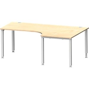 Schäfer Shop Genius Winkelschreibtisch MODENA FLEX 90°, Ansatz rechts, 4-Fuß-Quadratrohr, B 2000 mm, ahorn/weiß