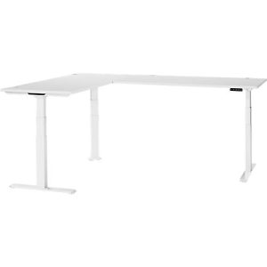 Schäfer Shop Genius Winkelschreibtisch Modena Flex, elektrisch höhenverstellbar, 90° Winkel beidseitig, B 2000 x T 2400 mm, weiß